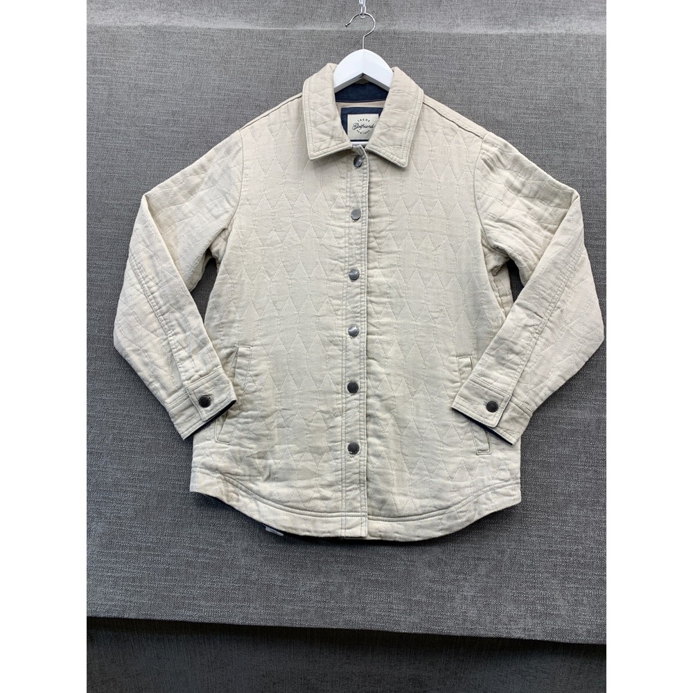 Jachs‎ girlfriend NY Quilted Shirt Jacket Womens Small Beige Cotton Button Front